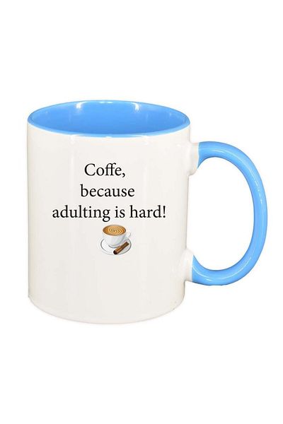 INOVATIX Personalized white mug, Coffee love, blue interior, D1032, INOVATIX®. 330ml