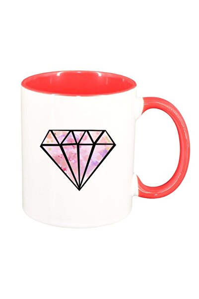 INOVATIX Cana alba personalizata, Diamant, interior rosu, D224, INOVATIX®. 330ml