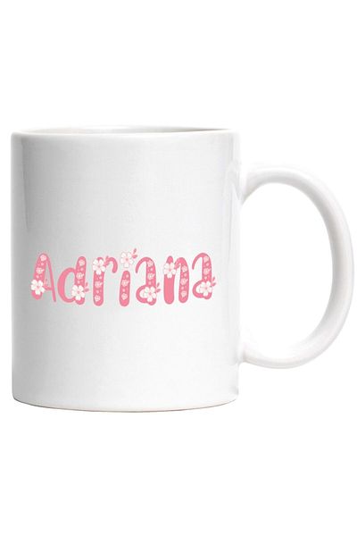 INOVATIX Personalized white mug, Name Adriana, Flowers, Colorful, Pink, Cute, INOVATIX®. 330ml