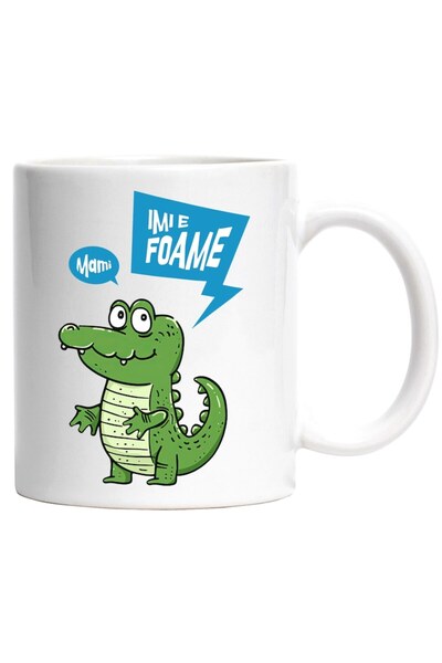 INOVATIX Cana alba personalizata, Crocodil Vesel animat Mami, Imi E Foame, Co...