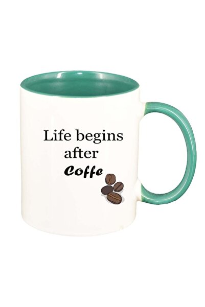 INOVATIX Cana alba personalizata, αγάπη για τον καφέ, εσωτερικός πράσινος, D1...