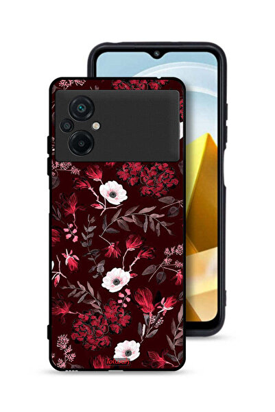 Tolwak Xiaomi Poco M5 4G Protective Case Cover Small Flowers And Tropical Leaves