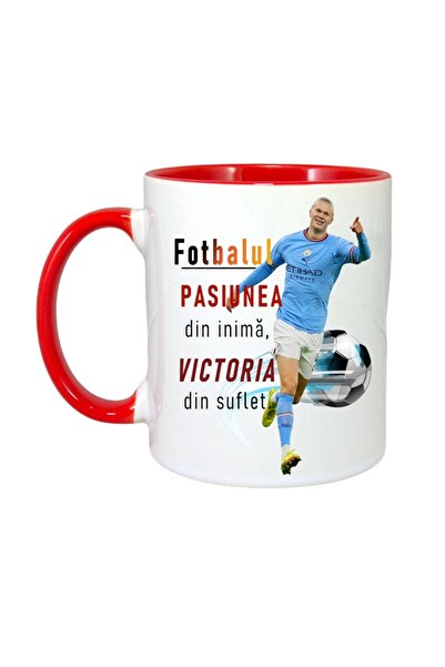 INOVATIX Cana Alba Personalizata, Erling Pasiune, Maner Si Interior Rosu, ®. ...