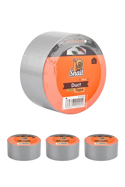 Lawazim Snail Duct Tape Set of 4 - 4.8cm x 20m Silver Heavy-Duty 150 Mic Tape for Sealing & Repairs