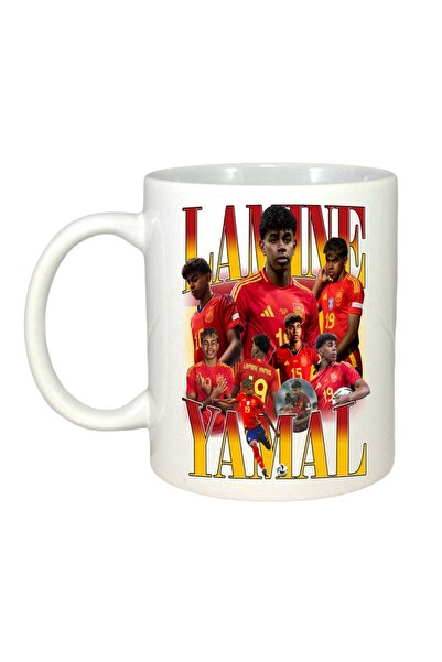 INOVATIX Cana Alba Personalizata, Yamal Lamine Spania, Maner Si Interior Alb,...