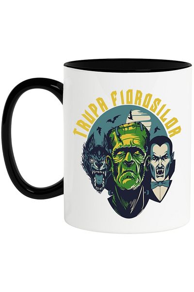 INOVATIX Personalized white mug, The Fierce Band-Darcula, with Black Handle, INOVATIX®. 330ml