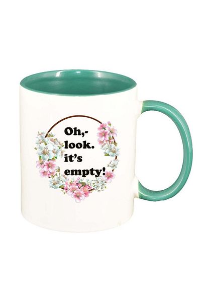 INOVATIX Personalized white mug, Flowers, Oh, look., green interior, D1045, INOVATIX®. 330ml
