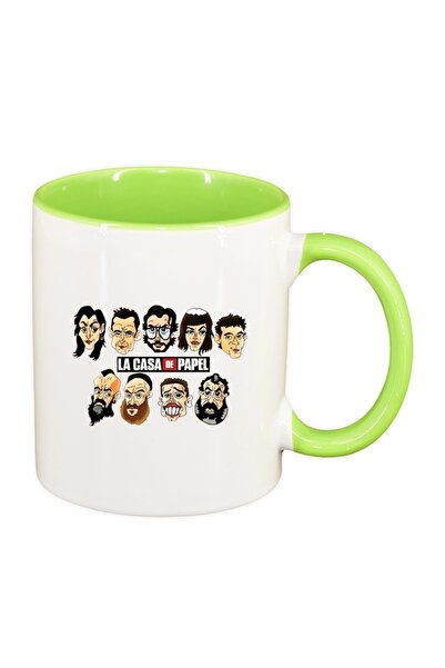 INOVATIX Εξατομικευμένη λευκή κούπα, La Casa De Papel, ανοιχτό πράσινο εσωτερ...
