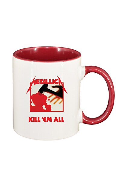 INOVATIX Εξατομικευμένη λευκή κούπα, Metallica, σκούρο κόκκινο εσωτερικό, D14...