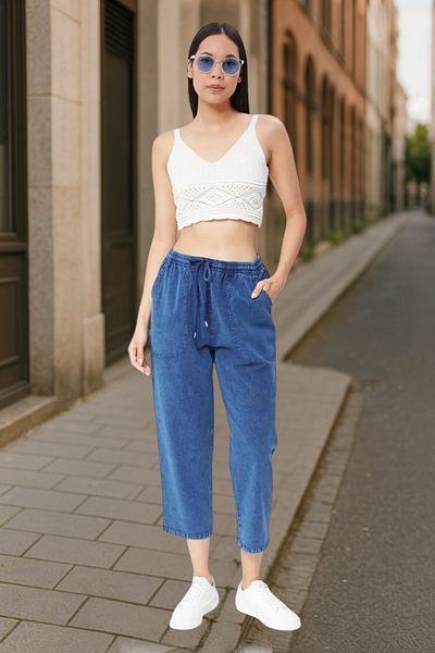Malerind Capri Tracksuit Hambez Comfortable Fit Summer Elastic Waist Linen Look
