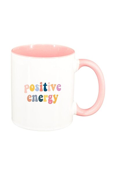 INOVATIX Cana alba personalizata, mesaj Positive Energy, interior roz, D1423,...