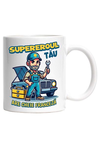 INOVATIX Personalized white mug, Mechanical Man Your superhero has a wrench, INOVATIX®. 330ml