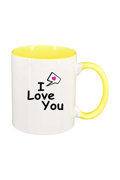 INOVATIX Personalized white mug, Love, yellow interior, D332, INOVATIX®. 330ml