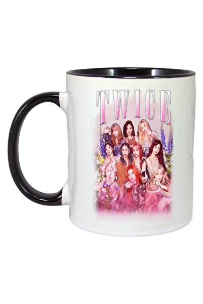 INOVATIX Cana Alba Personalizata, Formatia/trupa Twice 10, Maner Si Interior Negru, ®. 330ml