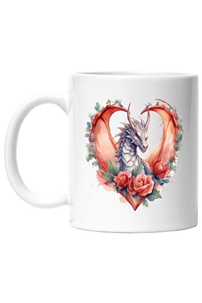 INOVATIX Cana alba personalizata, Dragon, Trandafiri, Aripi, Frunze, Flori, F...