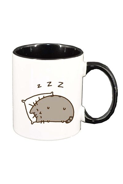 INOVATIX Personalized white mug, Emoji Cat, black interior, D1015, INOVATIX®. 330ml