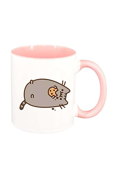 INOVATIX Персонализирана бяла чаша, Емоджи Котка, розова вътрешност, D1011, I...