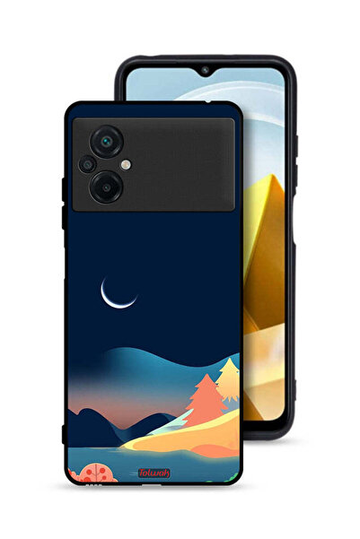 Tolwak Xiaomi Poco M5 4G Protective Case Cover Moon Abstract Drawing Art