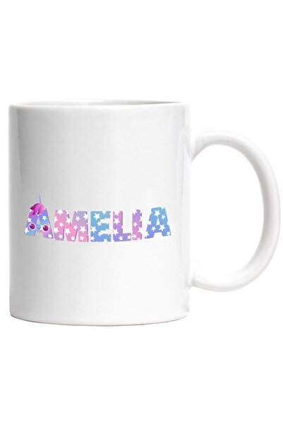 INOVATIX Персонализирана бяла чаша, Име Амелия, Еднорог, Принцеса, Приказка, ...