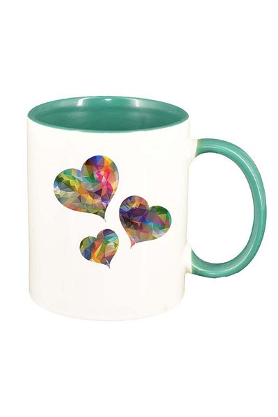 INOVATIX Cana alba personalizata, Colorful Hearts, interior verde, D996, INOVATIX®. 330ml
