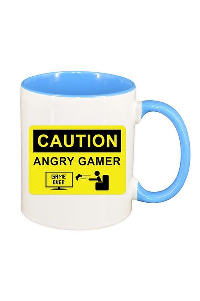 INOVATIX Personalized white mug, Gamer, Game Over, blue interior, D1377, INOVATIX®. 330ml