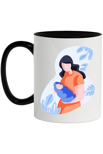 INOVATIX Personalized white mug, Baby, Mother, Parent, with Black Handle, INOVATIX®. 330ml