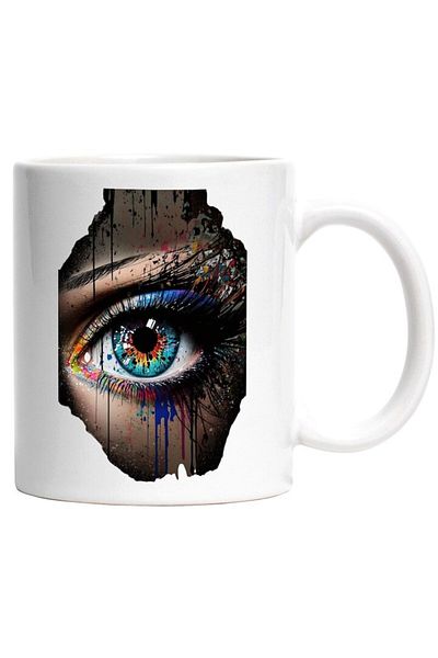 INOVATIX Personalized white mug, Eye, Rainbow, Color Spots, Abstract, INOVATIX®. 330ml