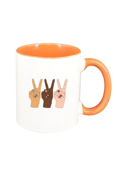INOVATIX Personalized white mug, Victory, orange interior, D1463, INOVATIX®. 330ml