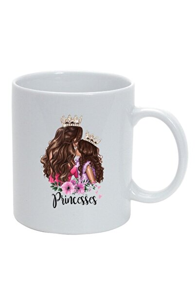 INOVATIX Cana alba personalizata, Princess, Mama Copil, Fetita, alb, D1357, I...