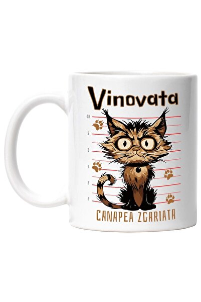 INOVATIX Εξατομικευμένη λευκή κούπα, ένοχη γάτα που ξύνει τον καναπέ, γούνινο...