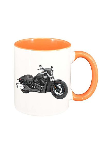 INOVATIX Personalized white mug, Motor, orange interior, D45, INOVATIX®. 330ml