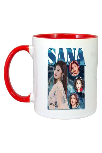 INOVATIX Cana Alba Personalizata, Formatia/trupa Sana 2, Maner Si Interior Rosu, ®. 330ml