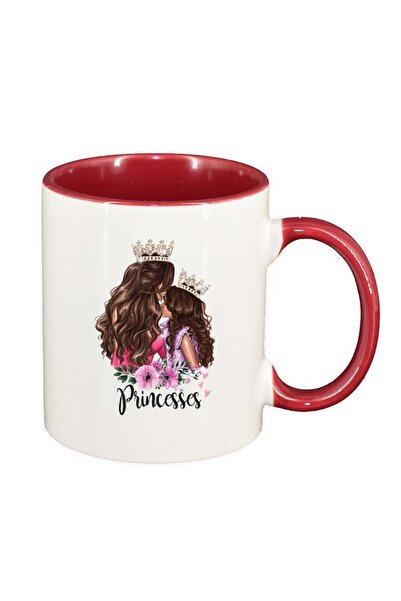 INOVATIX Cana alba personalizata, Princess, Mama Copil, Fetita, interior rosu...