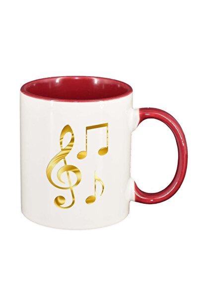 INOVATIX Cana alba personalizata, Musical Notes, interior rosu, D965, INOVATI...