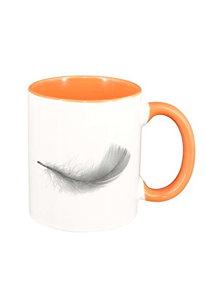 INOVATIX Cana alba personalizata, Feather, interior portocaliu, D231, INOVATI...