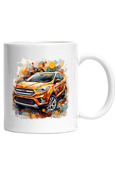 INOVATIX Personalized white mug, Car, Ford Kuga, Mosaic, Polka Dots, Paint, INOVATIX®. 330ml