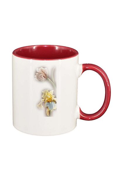 INOVATIX Personalized white mug, Flower, red interior, D254, INOVATIX®. 330ml