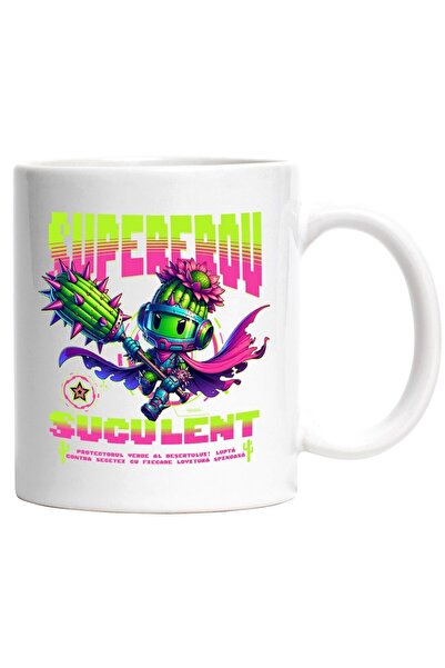 INOVATIX Cana alba personalizata, pepene Supererou suculent. Retro Gaming, IN...