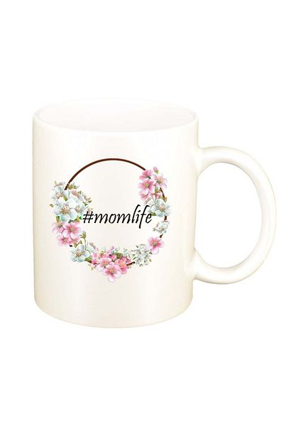 INOVATIX Personalized white mug, Flowers, #momlife, D1041, INOVATIX®. 330ml