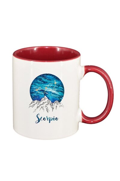 INOVATIX Εξατομικευμένη λευκή κούπα, Zodiac, Scorpio, σκούρο κόκκινο εσωτερικ...