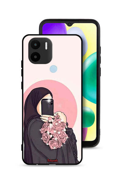 Tolwak غطاء حماية Xiaomi Redmi A1 Plus بتصميم فن التقاط صور سيلفي مع حمل الزهور