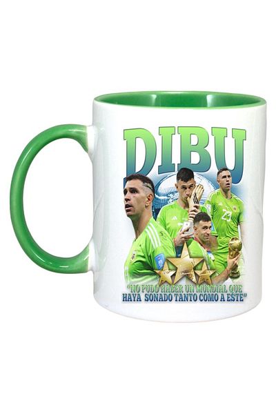 INOVATIX Cana Alba Personalizata, Dibu Best, Maner Si Interior Verde, ®. 330ml