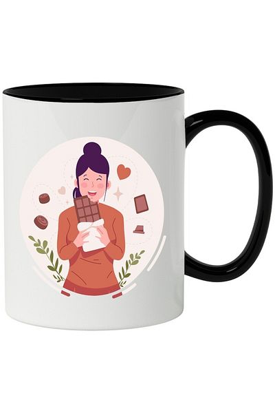 INOVATIX Personalized white mug, Chocolate, Sweets, Pralines, with Black Handle, INOVATIX®. 330ml