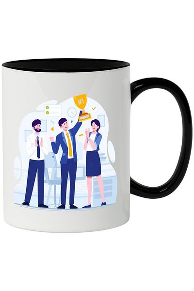 INOVATIX Personalized white mug, Trophy, Team, Business, Office, with Black Handle, INOVATIX®. 330ml