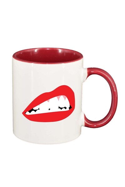 INOVATIX Cana alba personalizata, Red Lips, interior rosu, D1020, INOVATIX®. 330ml