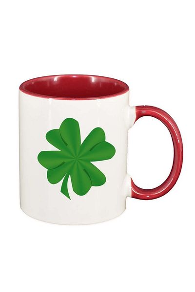 INOVATIX Personalized white mug, Shamrock, red interior, D987, INOVATIX®. 330ml