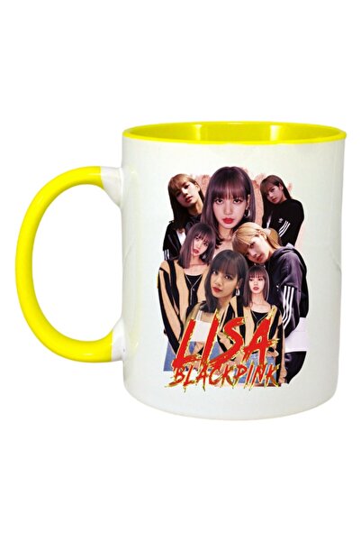 INOVATIX Cana Alba Personalizata, Formatia/trupa Lisa 5, Maner Si Interior Galben, ®. 330ml