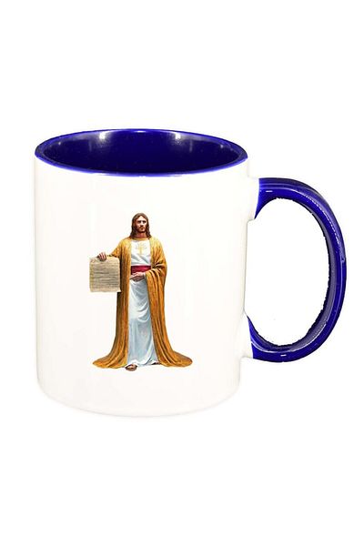 INOVATIX Personalized white mug, Christ, dark blue interior, D1093, INOVATIX®. 330ml