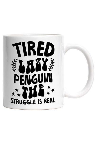 INOVATIX Personalized white mug, Lazy and tired penguin, the effort is real, INOVATIX®. 330ml