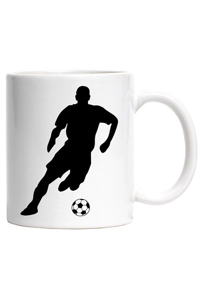 INOVATIX Personalized white mug, for football enthusiasts - running ball, effort, INOVATIX®. 330ml